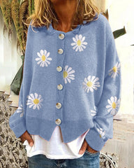 Sweet Daisy Printed  Button Cardigan