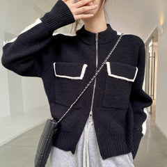 Vintage Stand-up Collar Short Cardigan Jacket