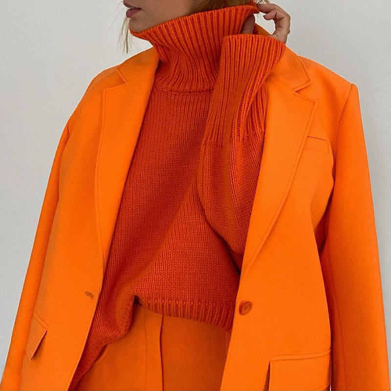 Turtleneck Solid Color Knitted Casual Pullover Sweater