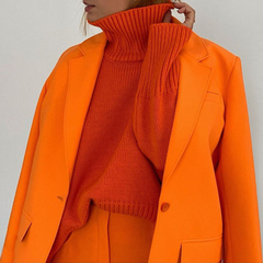 Turtleneck Solid Color Knitted Casual Pullover Sweater
