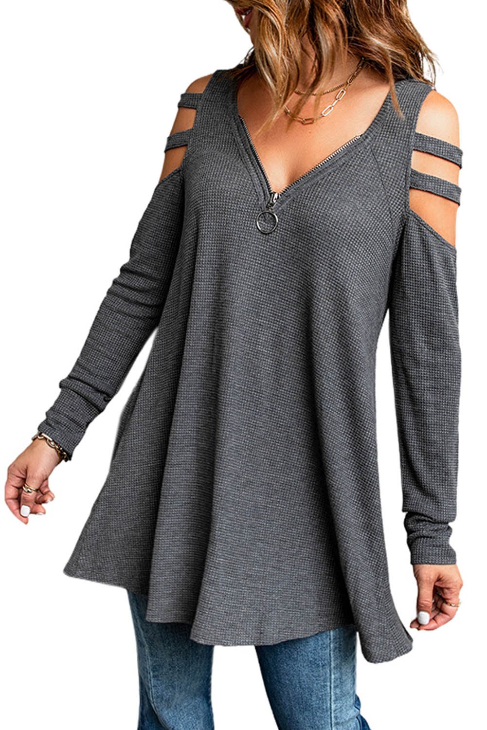 Women's Gray Knit Tunic Top