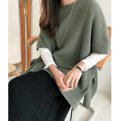 Knitted Vest Cloak With Casual Sweater