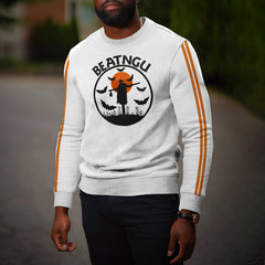 Crew Neck Halloween Bat Print Casual Sweatshirt