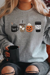 Halloween Print Crew Neck Long Sleeve Sweatshirt