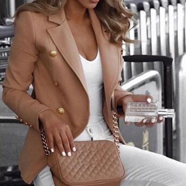 Fashion Casual Lapel Decorative Button Blazer