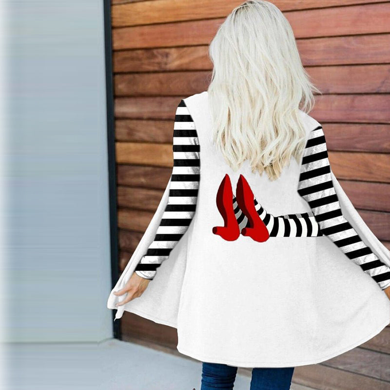 Classic Ruby Red Shoes Halloween Witch Legs Comfy Cardigan