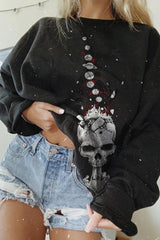 Halloween Skull Print Casual Sweatshirt