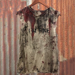 Men's Halloween Bloody I'm Fine Print Casual Tank Top