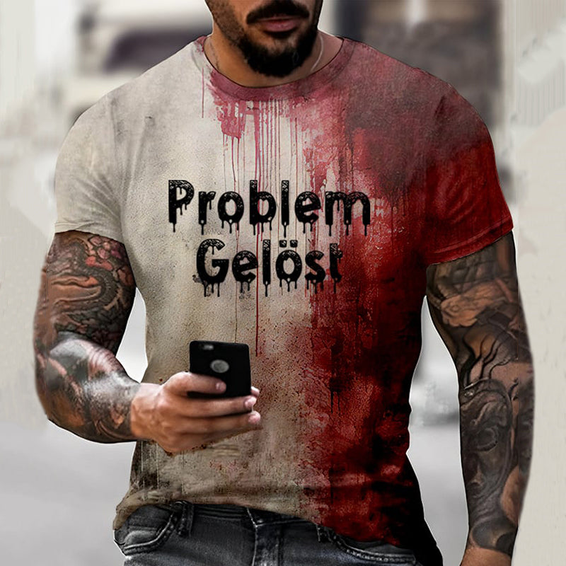Men's Bloody Problem Solved Halloween Print T-Shirt