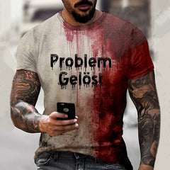 Men's Bloody Problem Solved Halloween Print T-Shirt