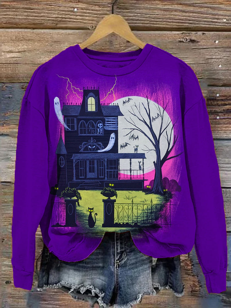 Cats and Haunted House Halloween Sweatshirts