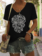 Day Of The Dead Glitter Sugar Skull T Shirt