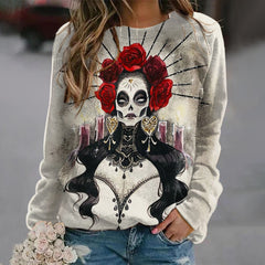 Casual Undead Queen Print Long Sleeve Sweatshirt