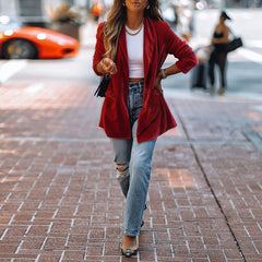 Casual Solid Long Sleeve Velvet Blazer