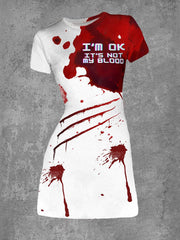 Women's I'm Okay It's Not My Blood Print Sleeveless Mini Dress