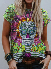 Day Of The Dead Suger Skull Glass Art T Shirt