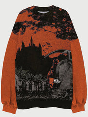 Vintage Death And Graveyard Art Washed Sweatshirt