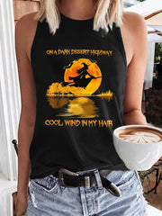 On A Dark Desert Highway Cool Wind In My Hair Print Tank Top
