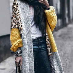 Casual Loose Long Long Sleeve Colorblock Cardigan Jacket