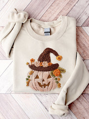 Halloween Pumpkin Embroidery Pattern Sweatshirt