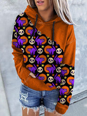 Halloween Cat Print Hoodie