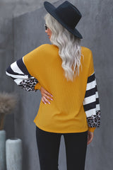 Women's Stripe Splice Long Sleeve Top