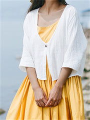 Basic Oversize Cropped Breathable Linen Jacket