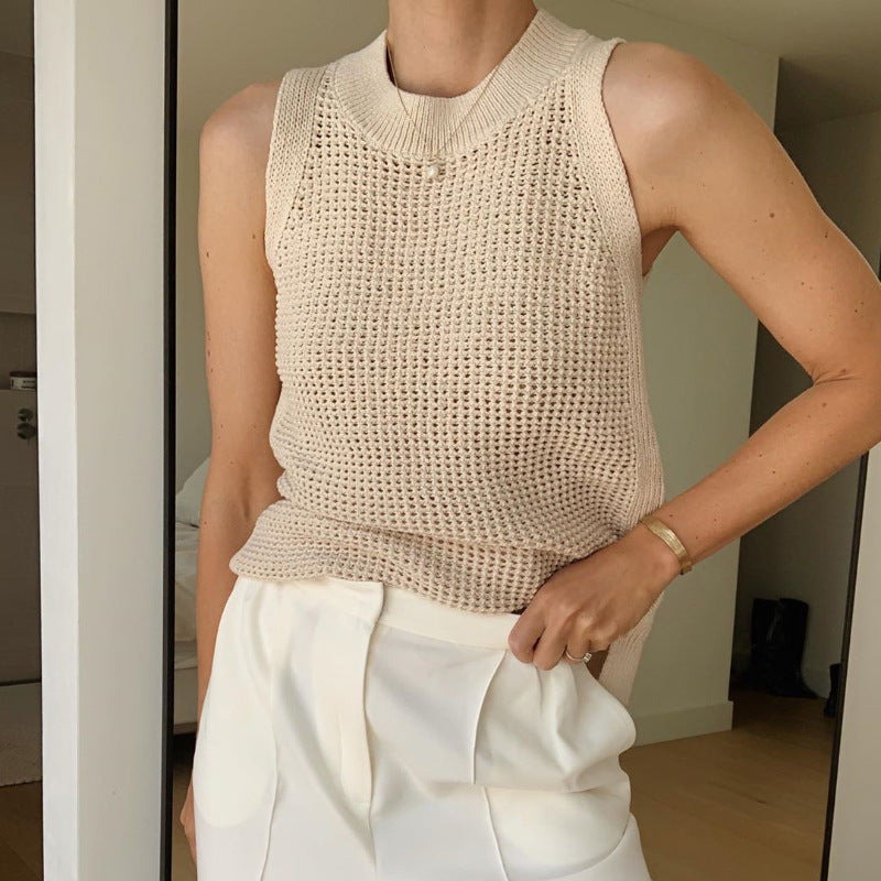 Chic Sleeveless Hollow Out Sweater Vest