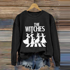 Women's Halloween The Witches Print Crew Neck Sweatshirt