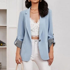 One Button Stripe Panel Casual Blazer