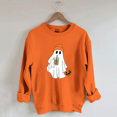 Cute Ghost Drinking Coffee Sweatshirt