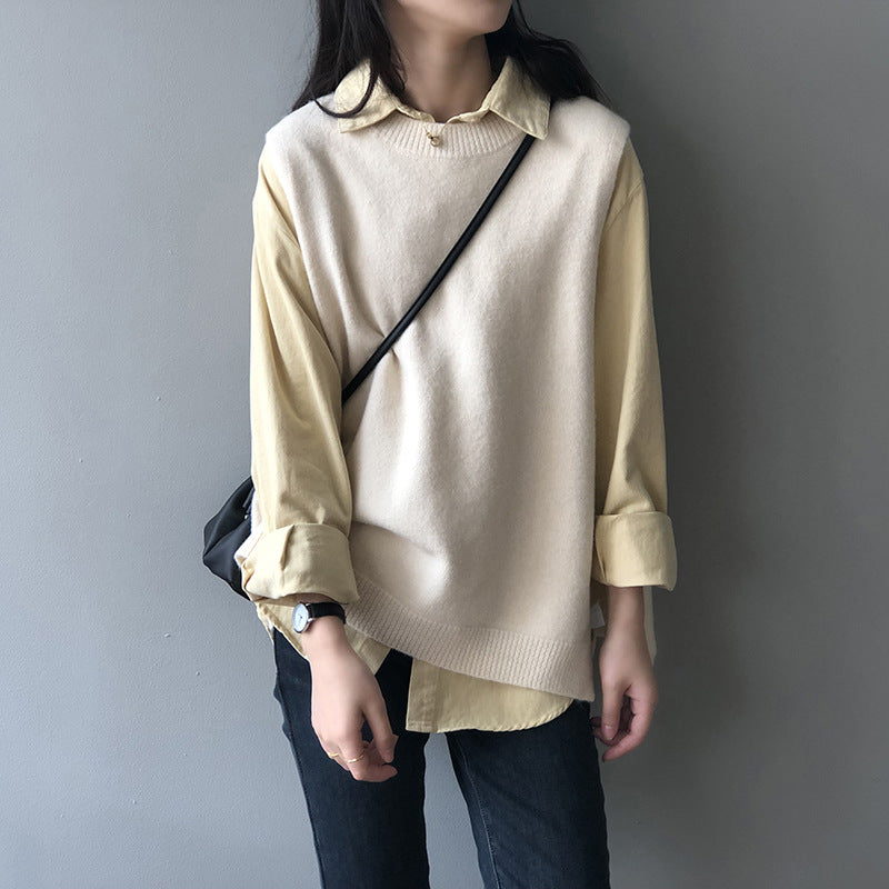 Solid color casual knitted vest