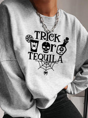 Halloween Trick Skull Print Sweatshirt
