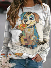 Pizza Dog Print Women's Sweatshirt