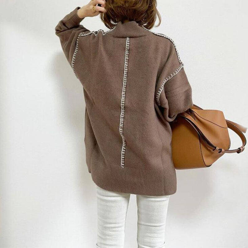 Half Turtleneck Commuter Loose Knit Sweater