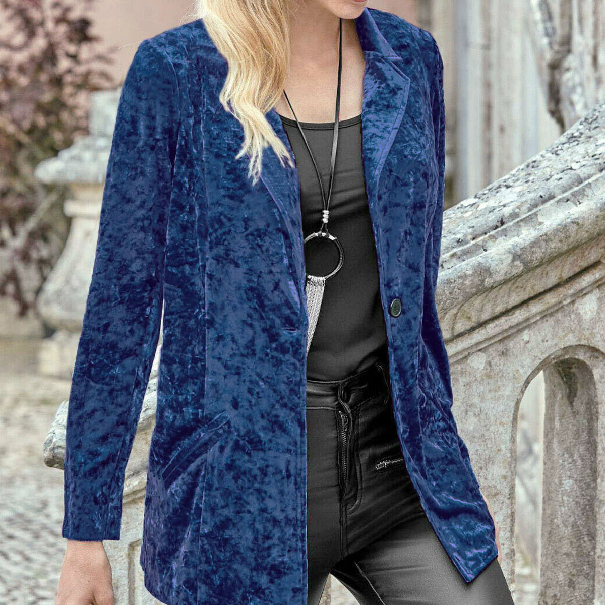 Casual Solid Color Long Sleeve Lapel Jacket