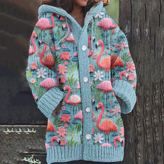 Water Floral Art Pattern Women's Cardigan Sweater