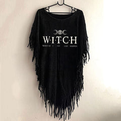 Women's Funny Halloween Witch Whatever I Try Can Happen Fringed Top
