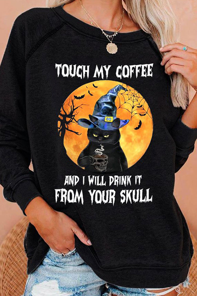 Halloween Print Crew Neck Casual Sweatshirt