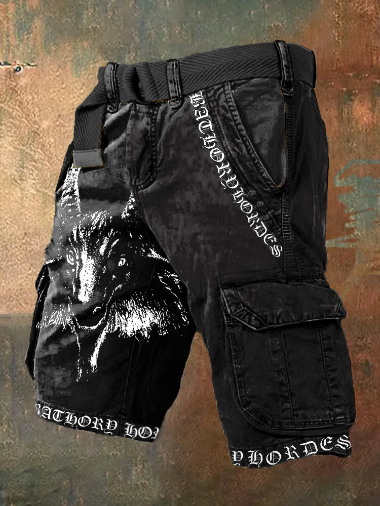 Black Metal Art Print Vintage Cargo Shorts