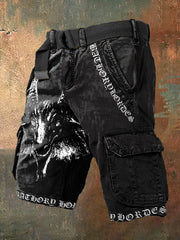 Black Metal Art Print Vintage Cargo Shorts