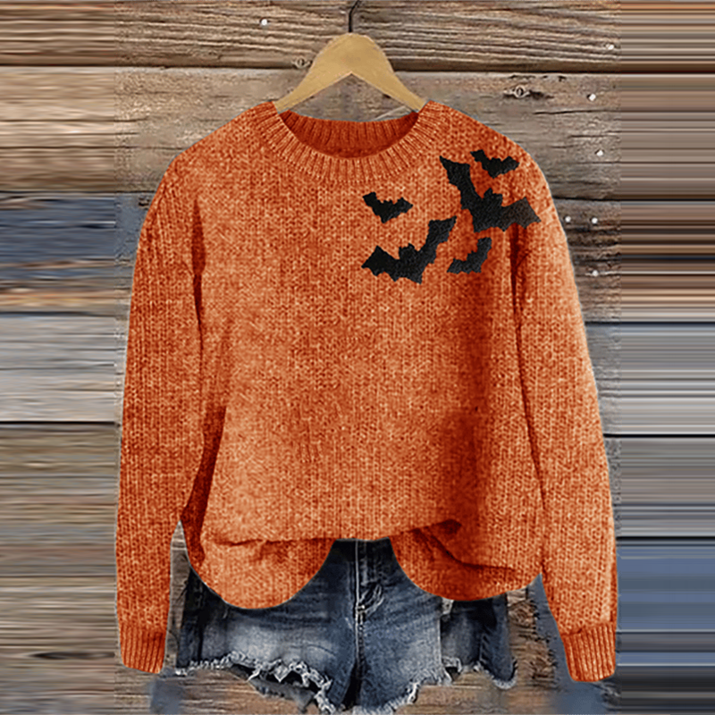 Women's Halloween Print Cozy Knit Sweater