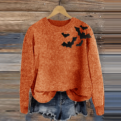 Women's Halloween Print Cozy Knit Sweater