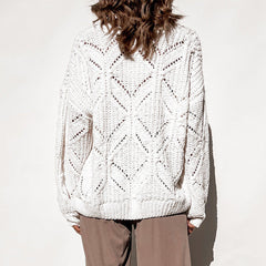 Slouchy hollow knit top with lantern sleeves