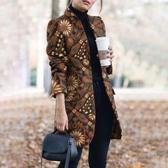 Fashion Printed Stand-collar Coat