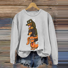 Vintage Happy Dachshund Art Casual Sweatshirt