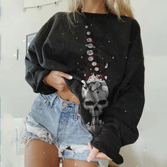 Halloween Skull Print Casual Sweatshirt