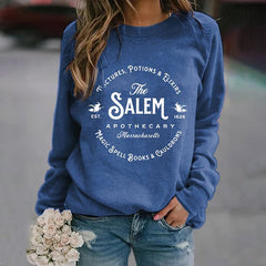 Salem Massachusetts Happy Halloween Witch Print Sweatshirt