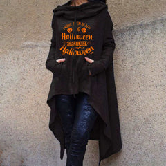 Halloween Pumpkin Print Irregular Hoodie