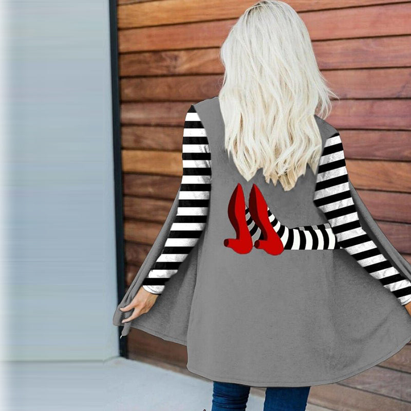 Classic Ruby Red Shoes Halloween Witch Legs Comfy Cardigan